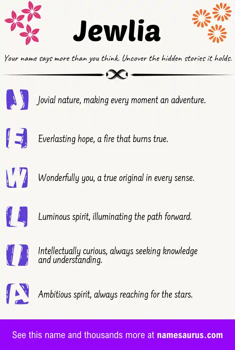 Acrostic poem about Jewlia.