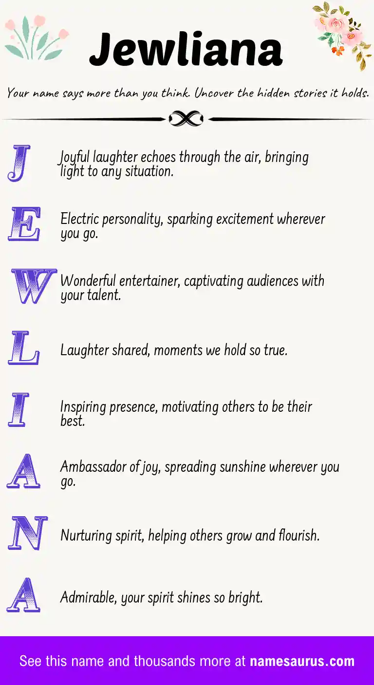 Acrostic poem about Jewliana.