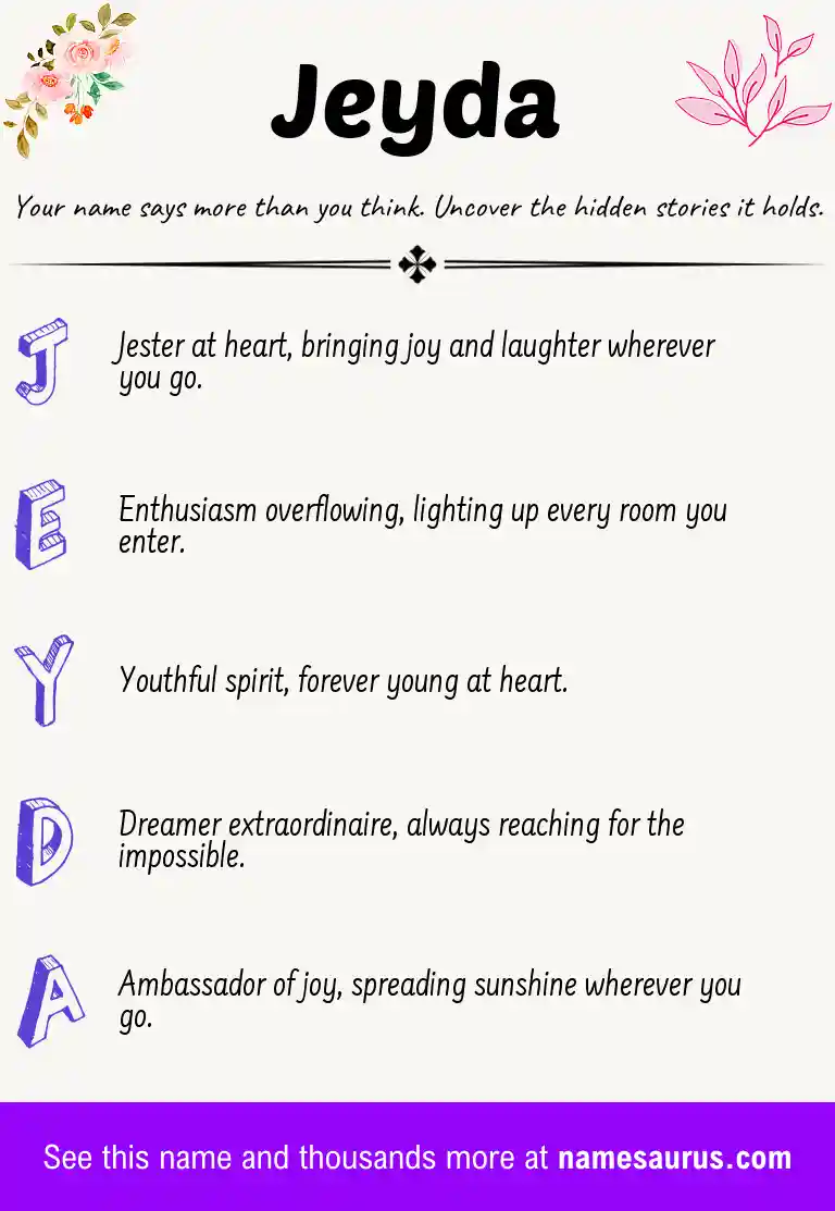 Acrostic poem about Jeyda.