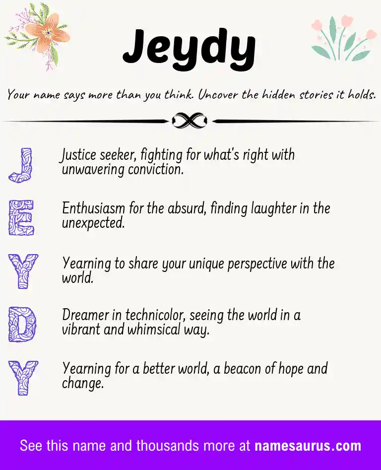 Acrostic poem about Jeydy.
