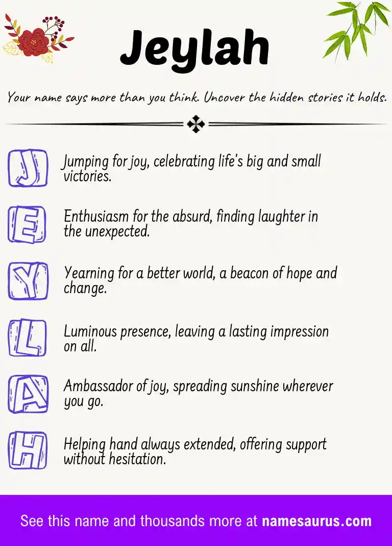 Acrostic poem about Jeylah.