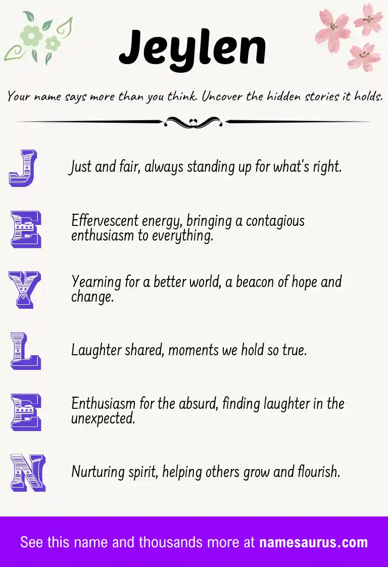 Acrostic poem about Jeylen.