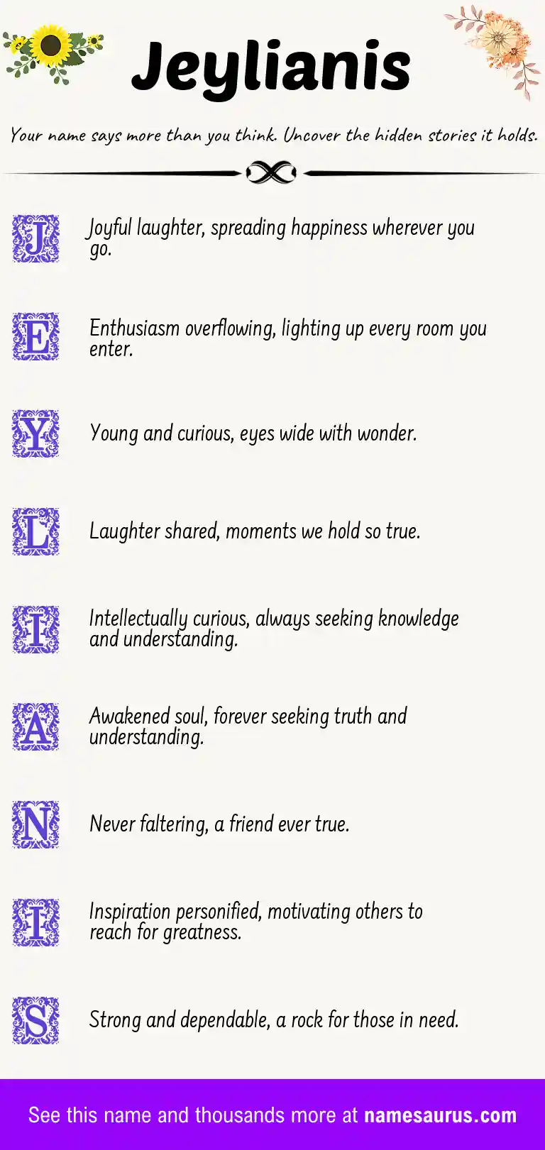 Acrostic poem about Jeylianis.