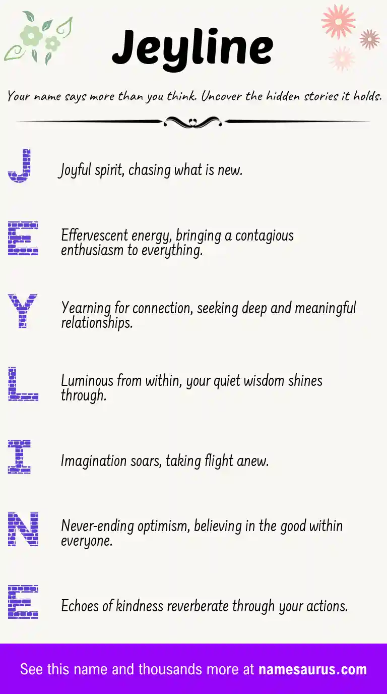 Acrostic poem about Jeyline.