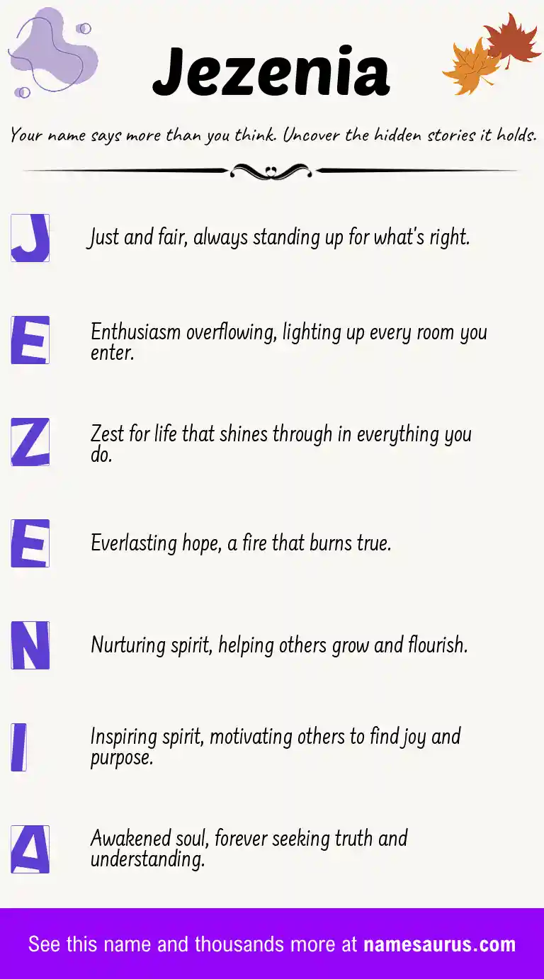 Acrostic poem about Jezenia.