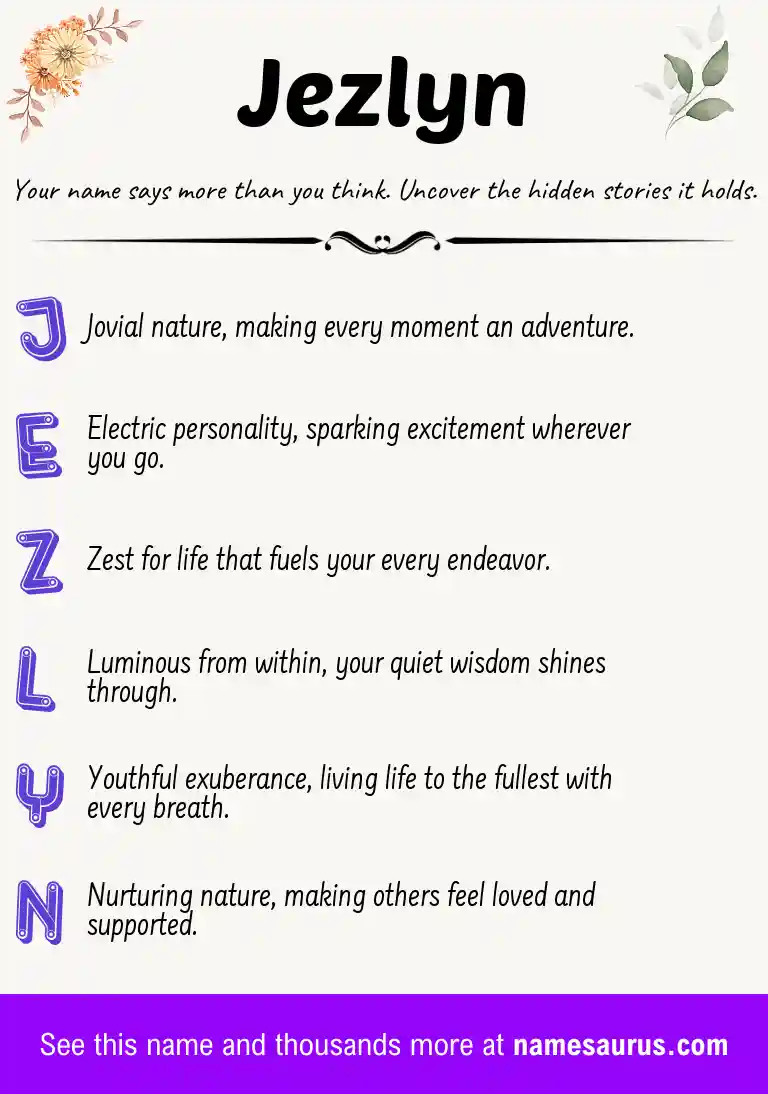 Acrostic poem about Jezlyn.