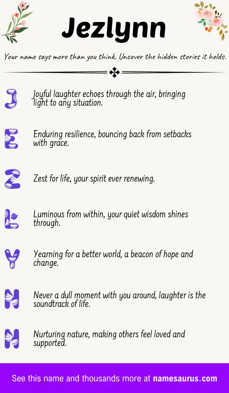 Acrostic poem about Jezlynn.