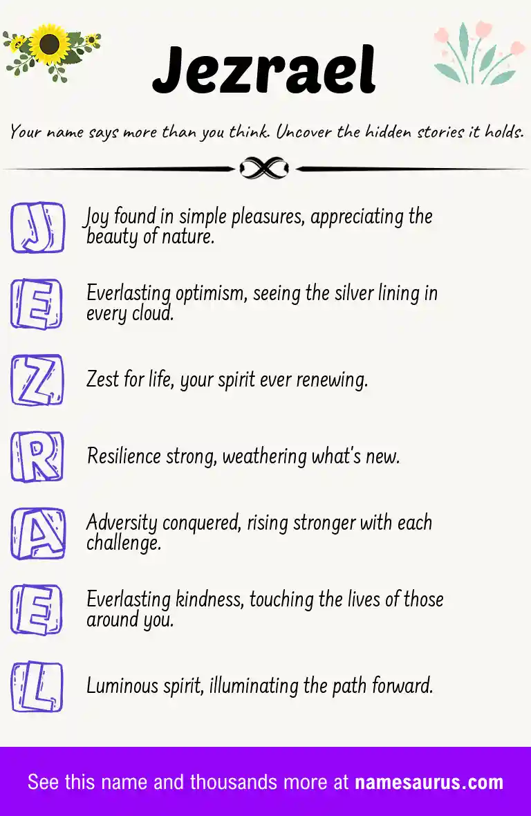 Acrostic poem about Jezrael.