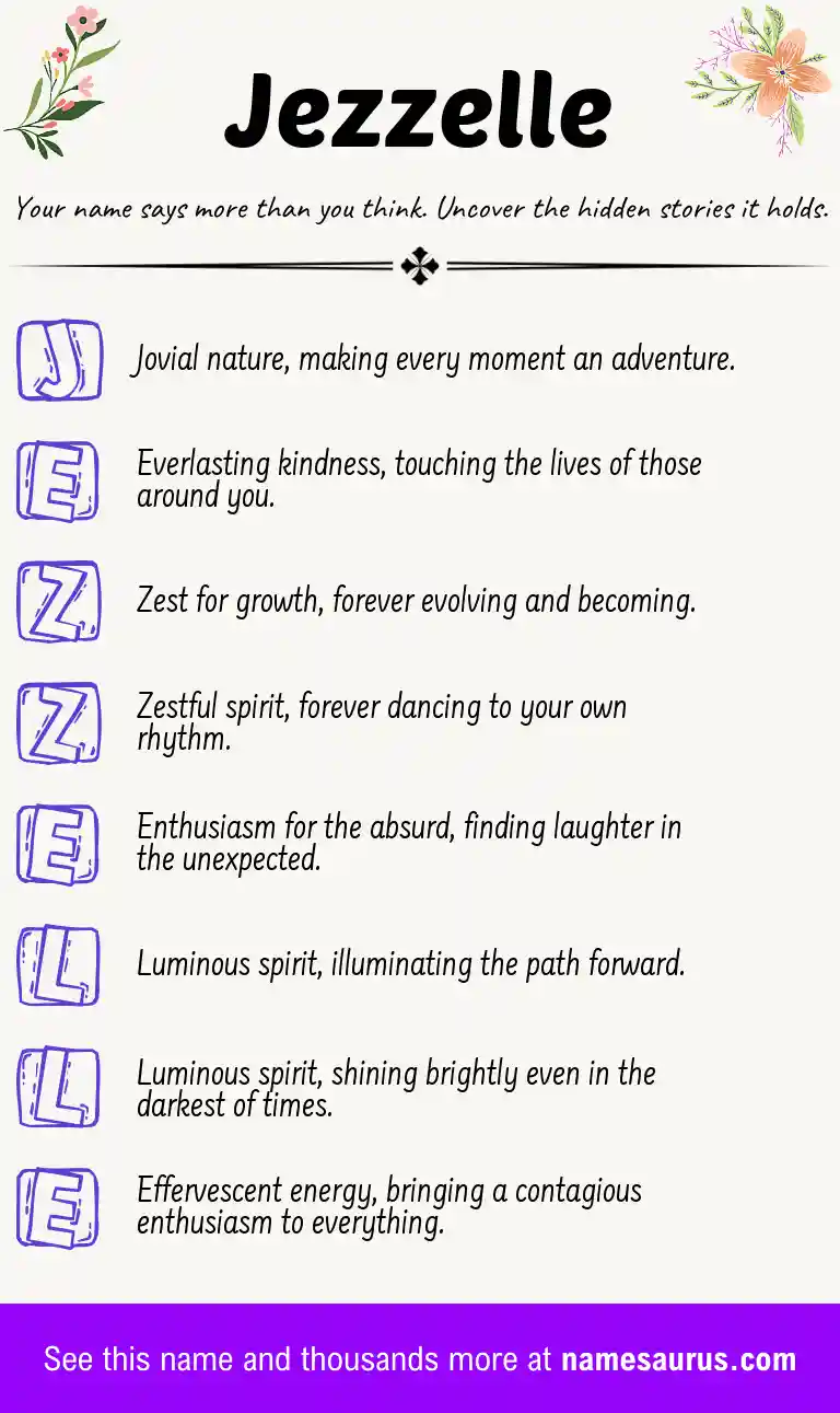 Acrostic poem about Jezzelle.