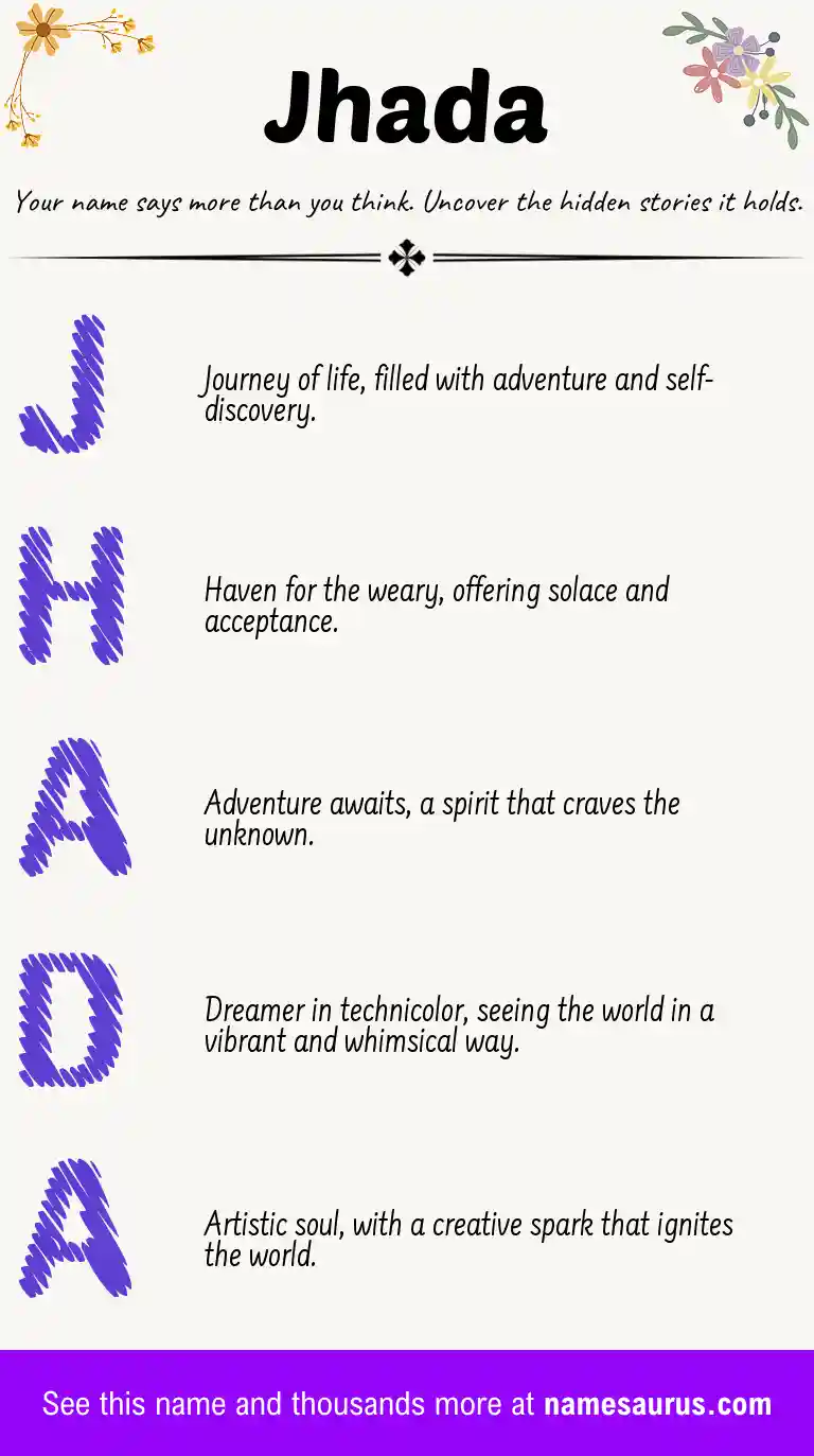 Acrostic poem about Jhada.