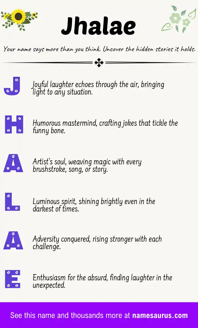 Acrostic poem about Jhalae.