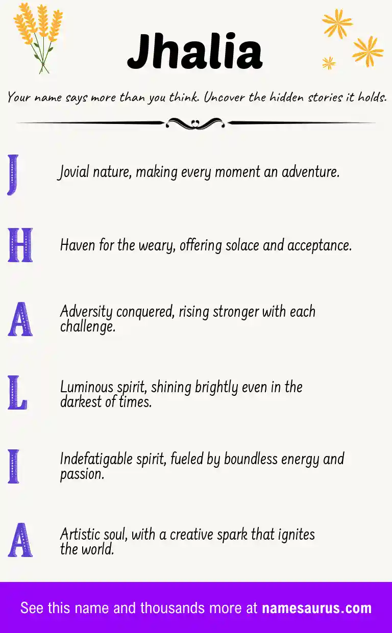 Acrostic poem about Jhalia.