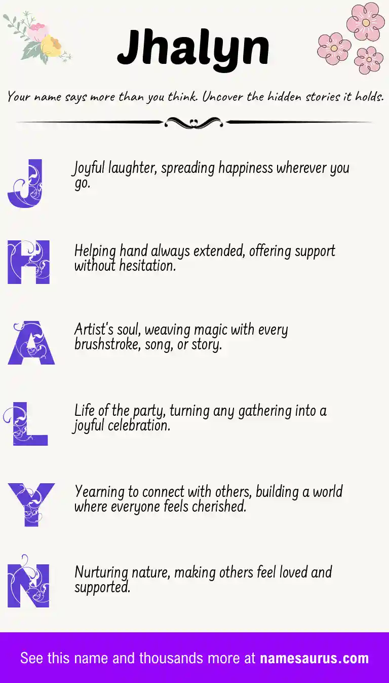 Acrostic poem about Jhalyn.