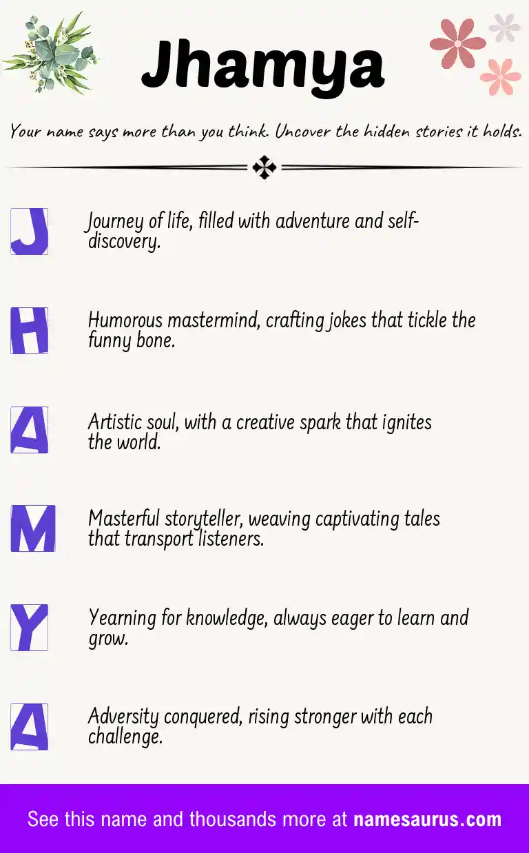 Acrostic poem about Jhamya.