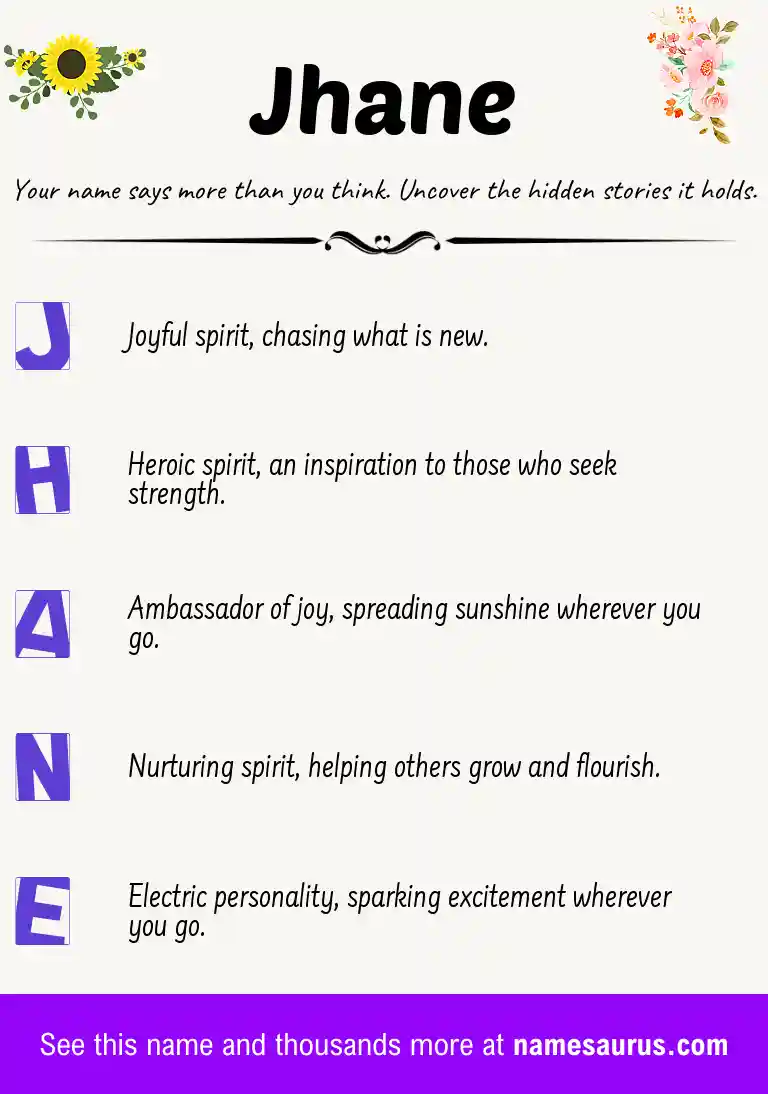 Acrostic poem about Jhane.