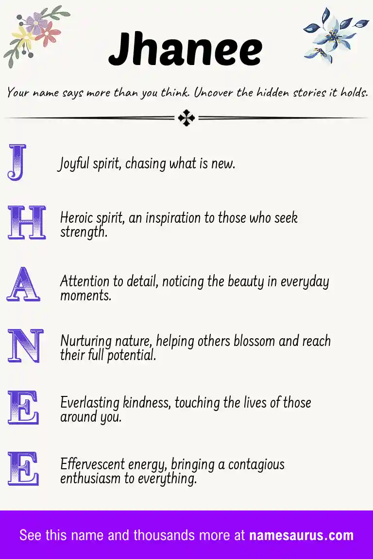 Acrostic poem about Jhanee.