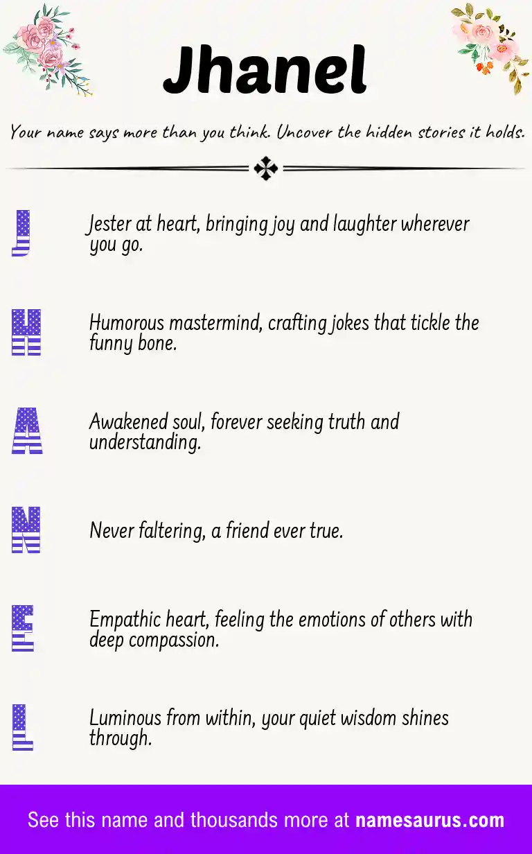 Acrostic poem about Jhanel.