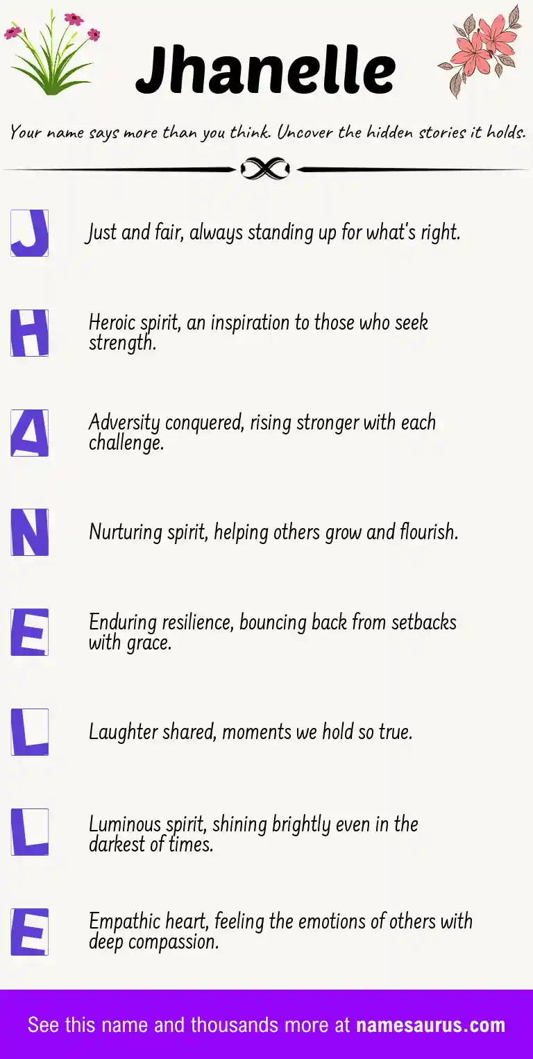 Acrostic poem about Jhanelle.