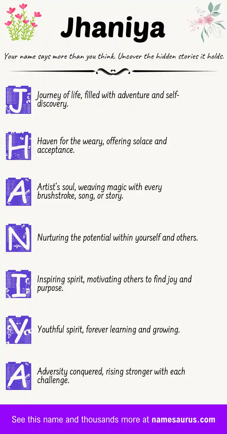 Acrostic poem about Jhaniya.