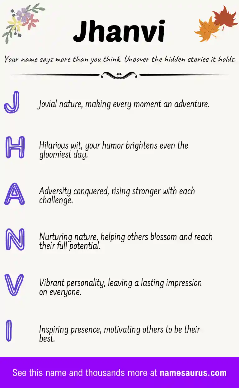 Acrostic poem about Jhanvi.