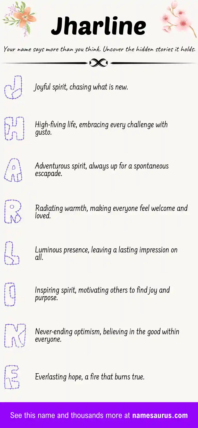 Acrostic poem about Jharline.