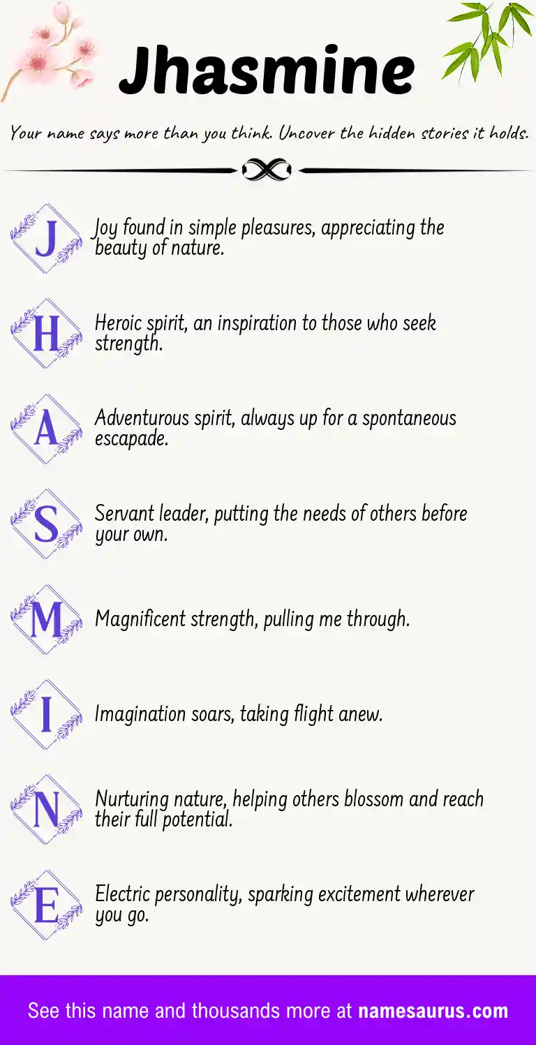Acrostic poem about Jhasmine.