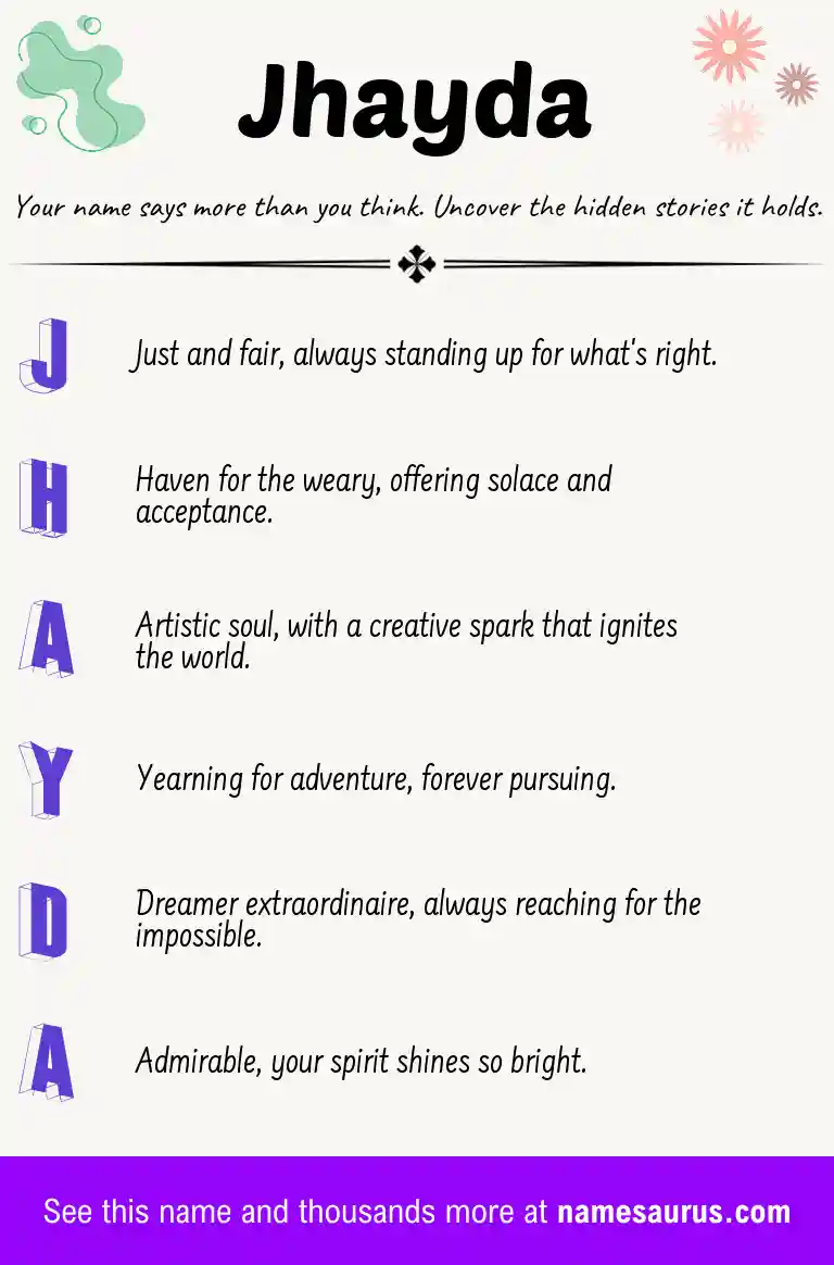 Acrostic poem about Jhayda.