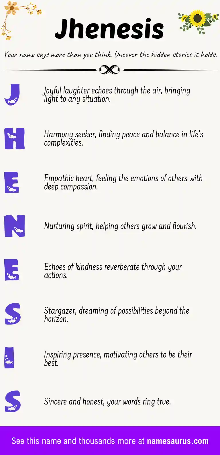 Acrostic poem about Jhenesis.