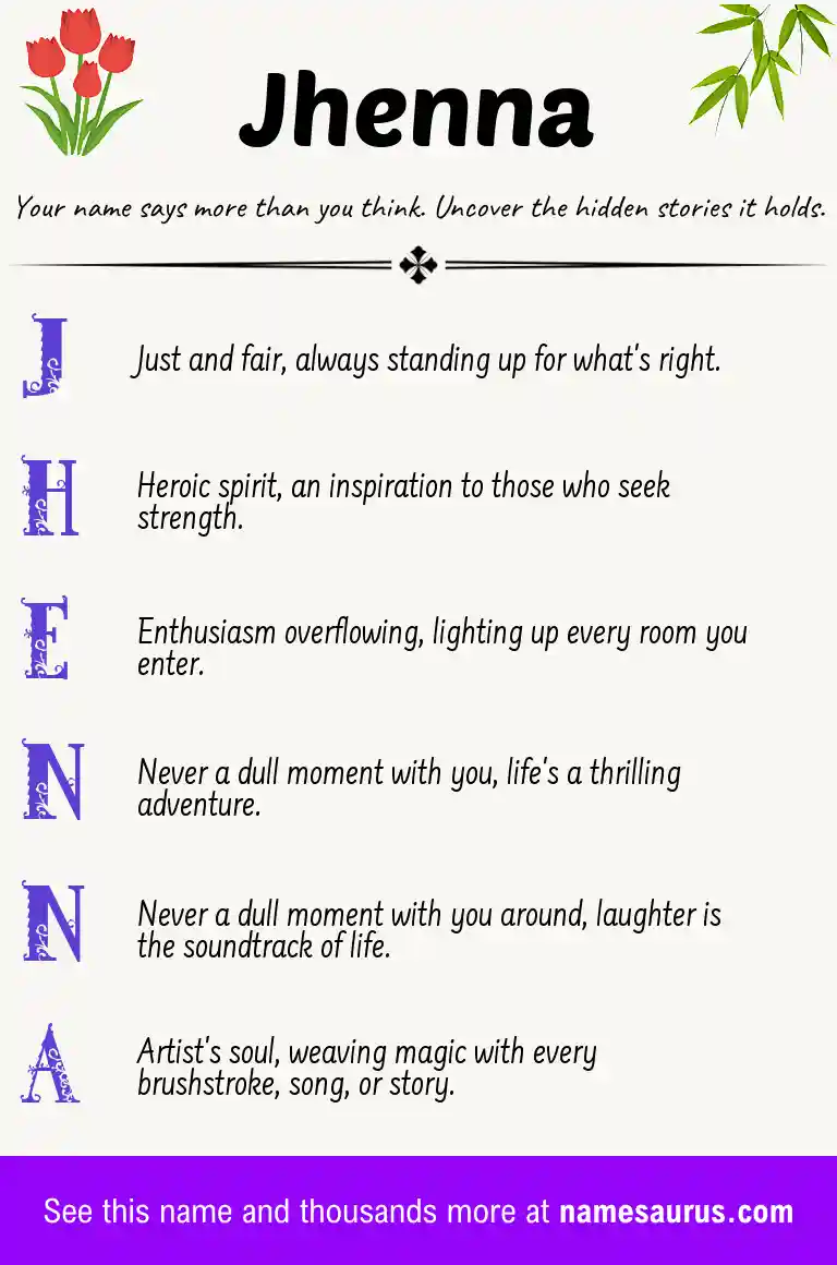 Acrostic poem about Jhenna.