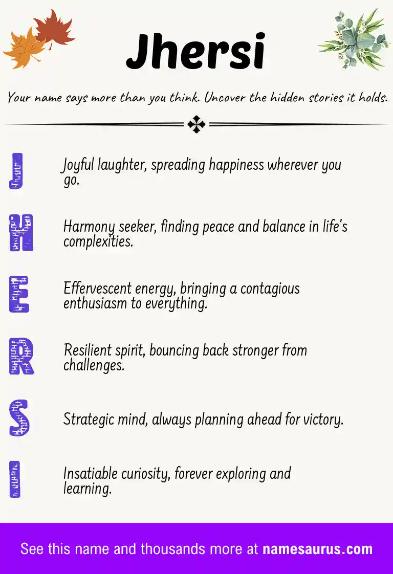 Acrostic poem about Jhersi.