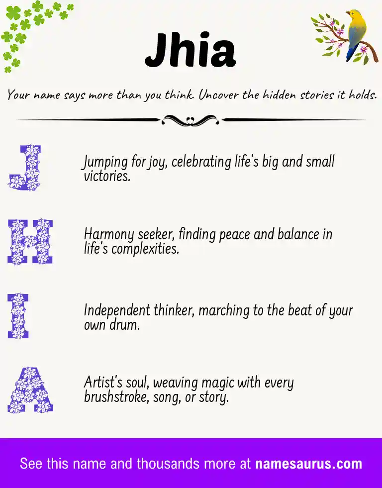 Acrostic poem about Jhia.