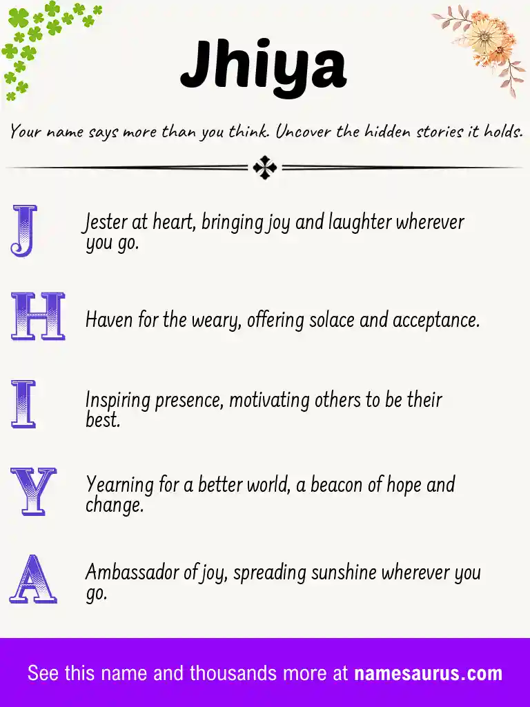 Acrostic poem about Jhiya.