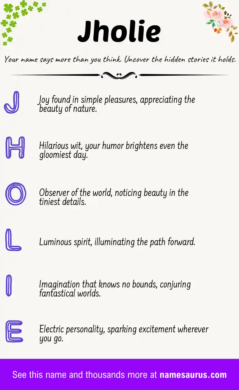 Acrostic poem about Jholie.