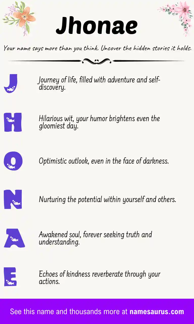 Acrostic poem about Jhonae.