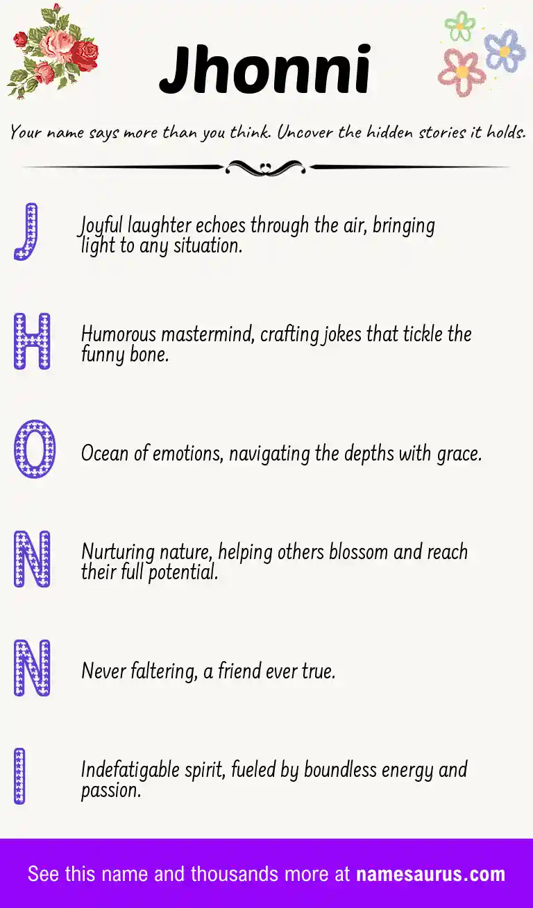 Acrostic poem about Jhonni.
