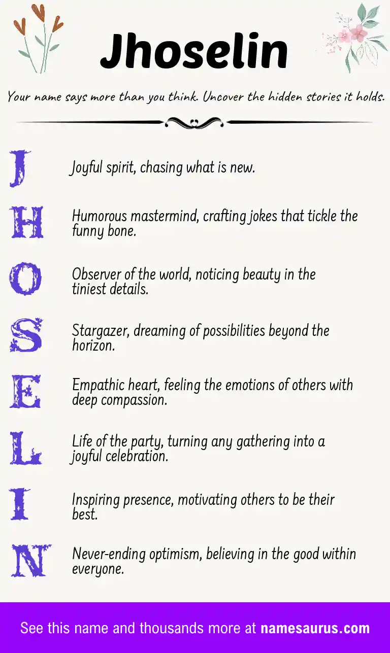 Acrostic poem about Jhoselin.