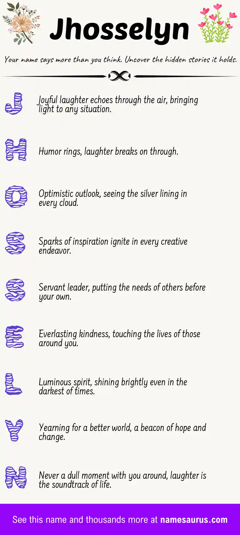 Acrostic poem about Jhosselyn.