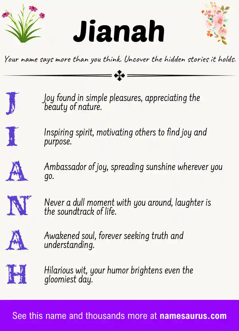 Acrostic poem about Jianah.