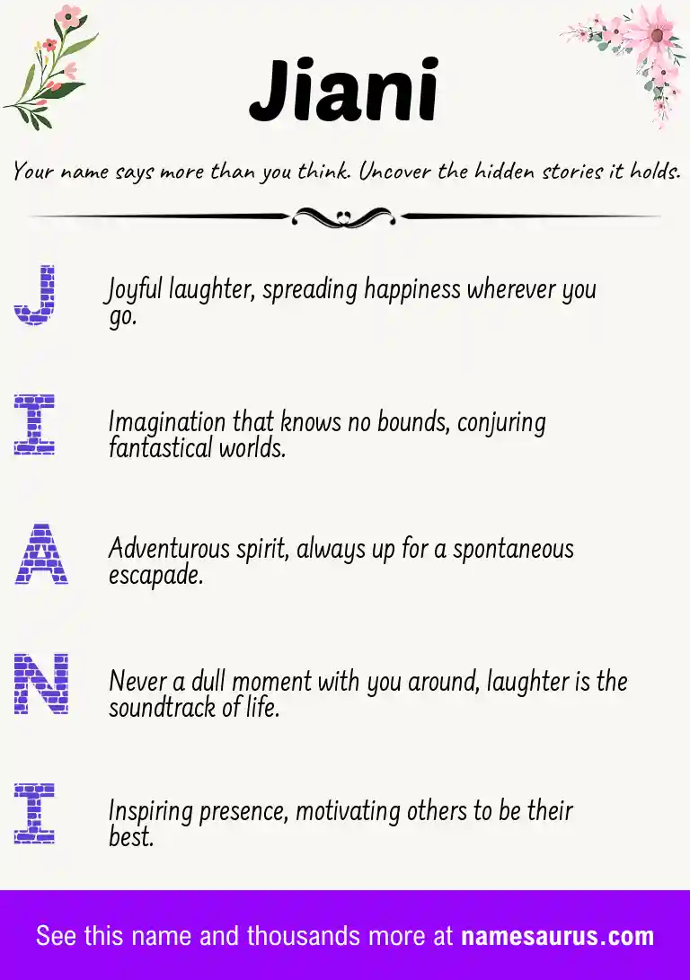 Acrostic poem about Jiani.