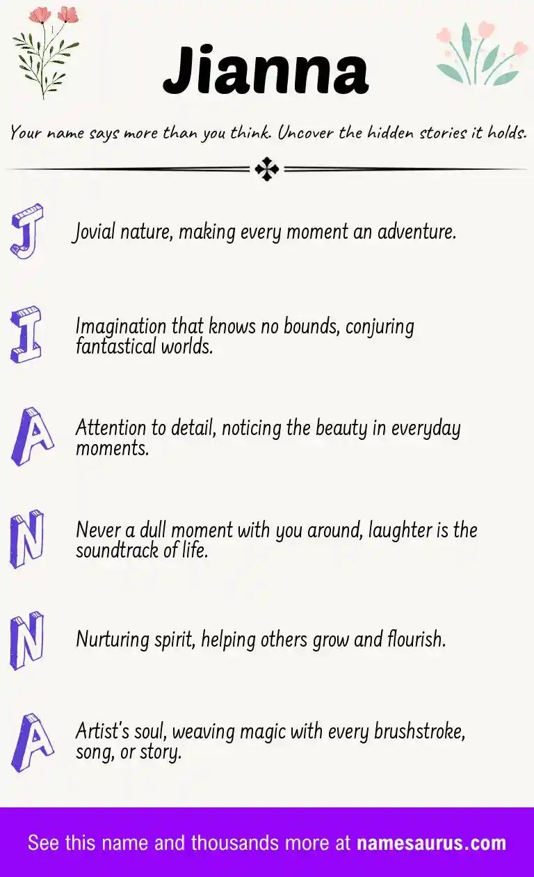 Acrostic poem about Jianna.
