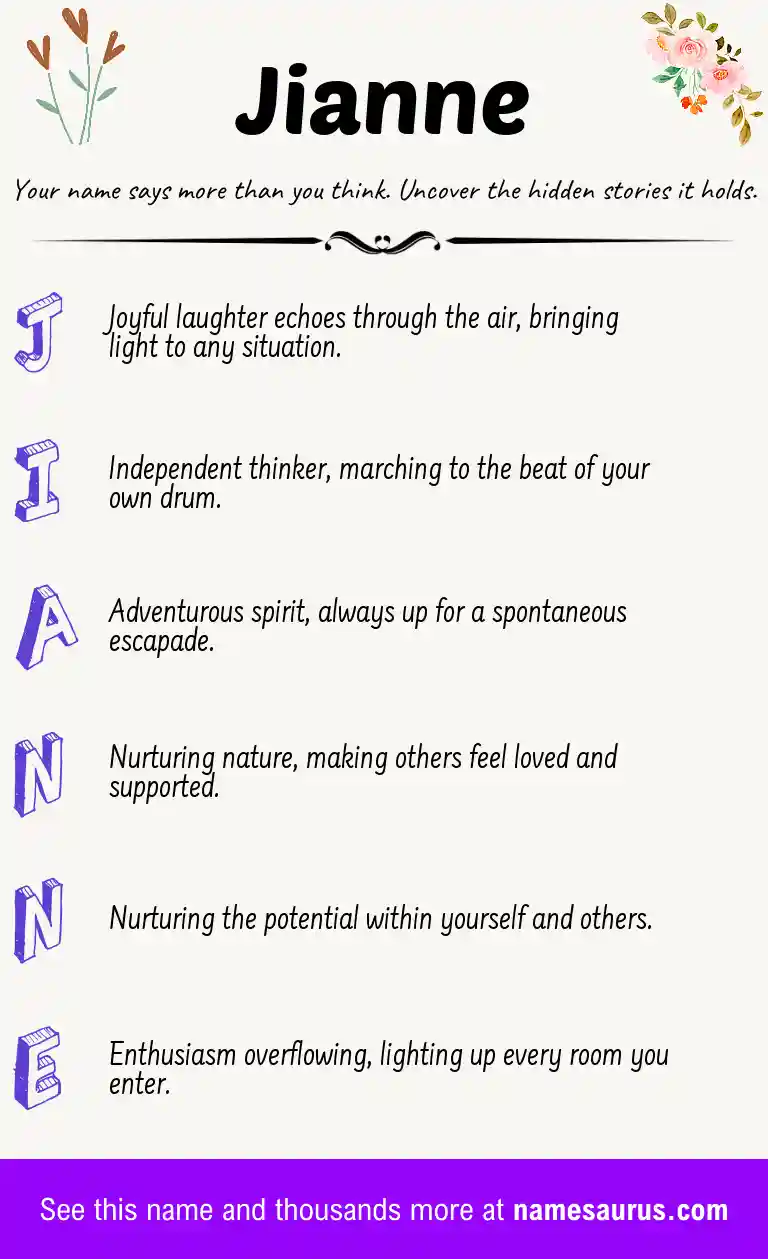 Acrostic poem about Jianne.