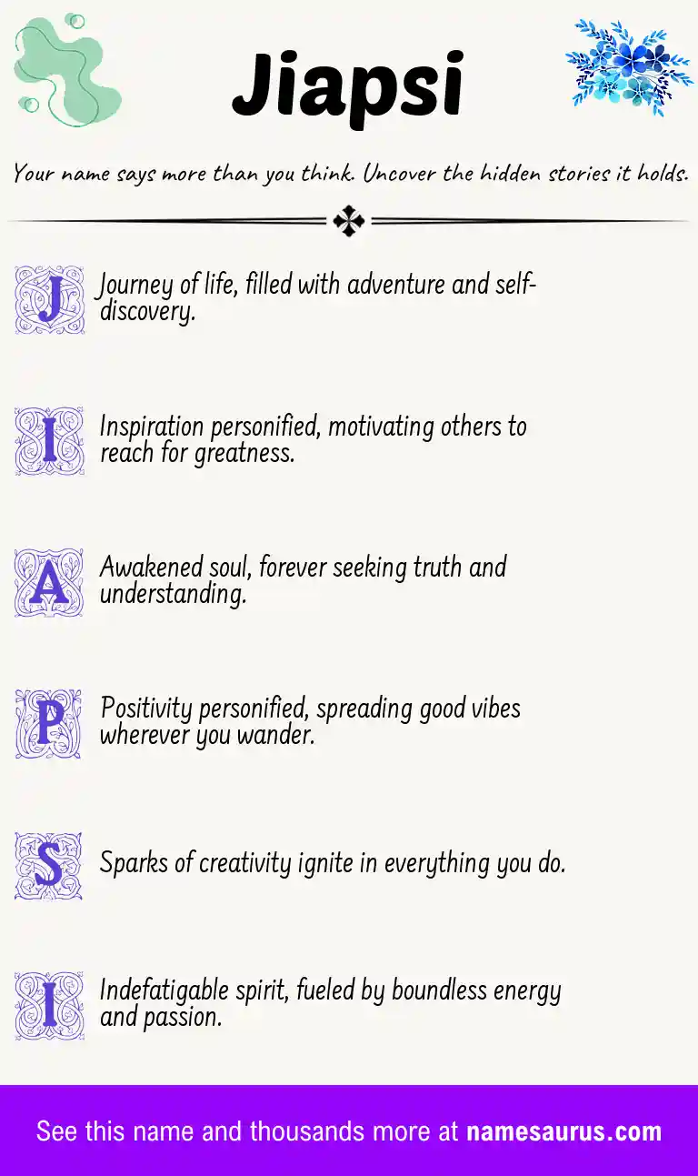 Acrostic poem about Jiapsi.
