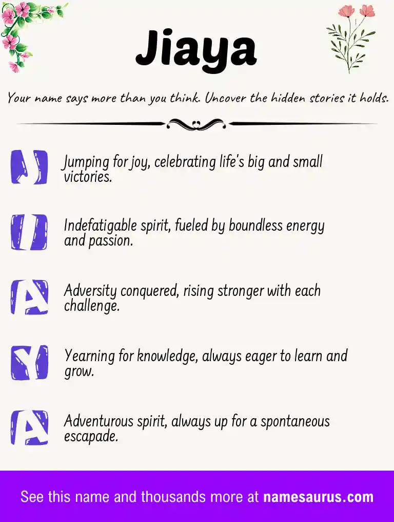 Acrostic poem about Jiaya.