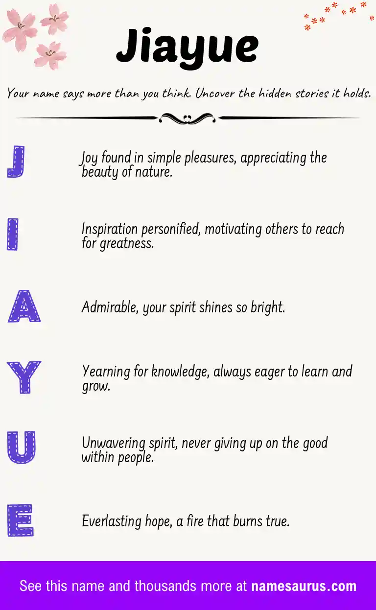 Acrostic poem about Jiayue.