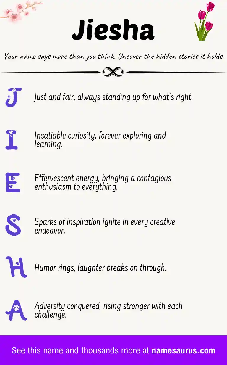 Acrostic poem about Jiesha.