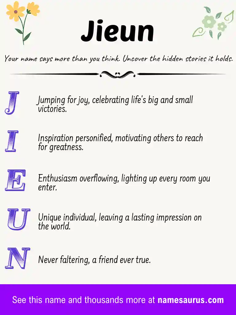 Acrostic poem about Jieun.