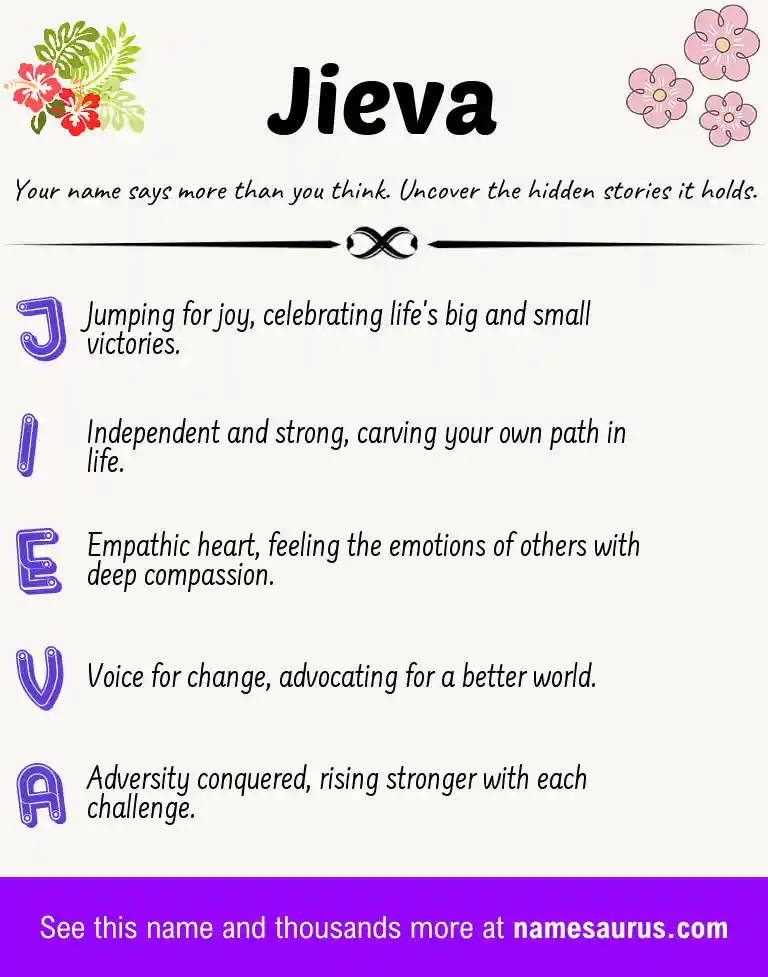 Acrostic poem about Jieva.