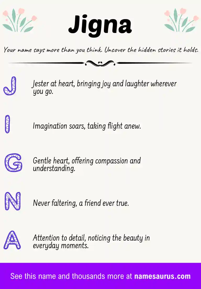 Acrostic poem about Jigna.