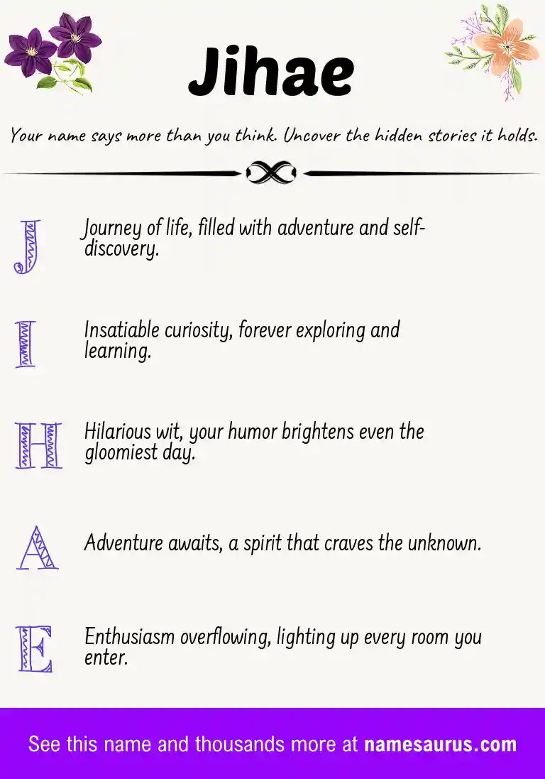Acrostic poem about Jihae.
