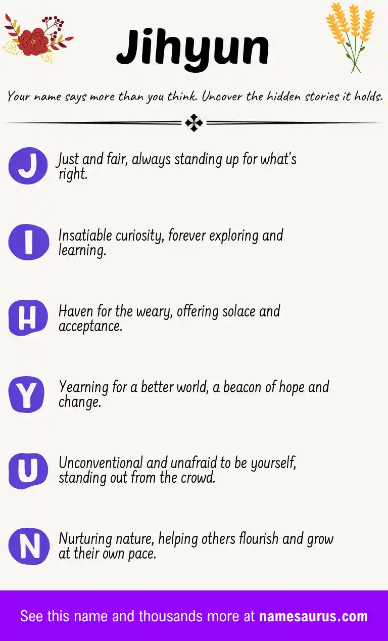 Acrostic poem about Jihyun.